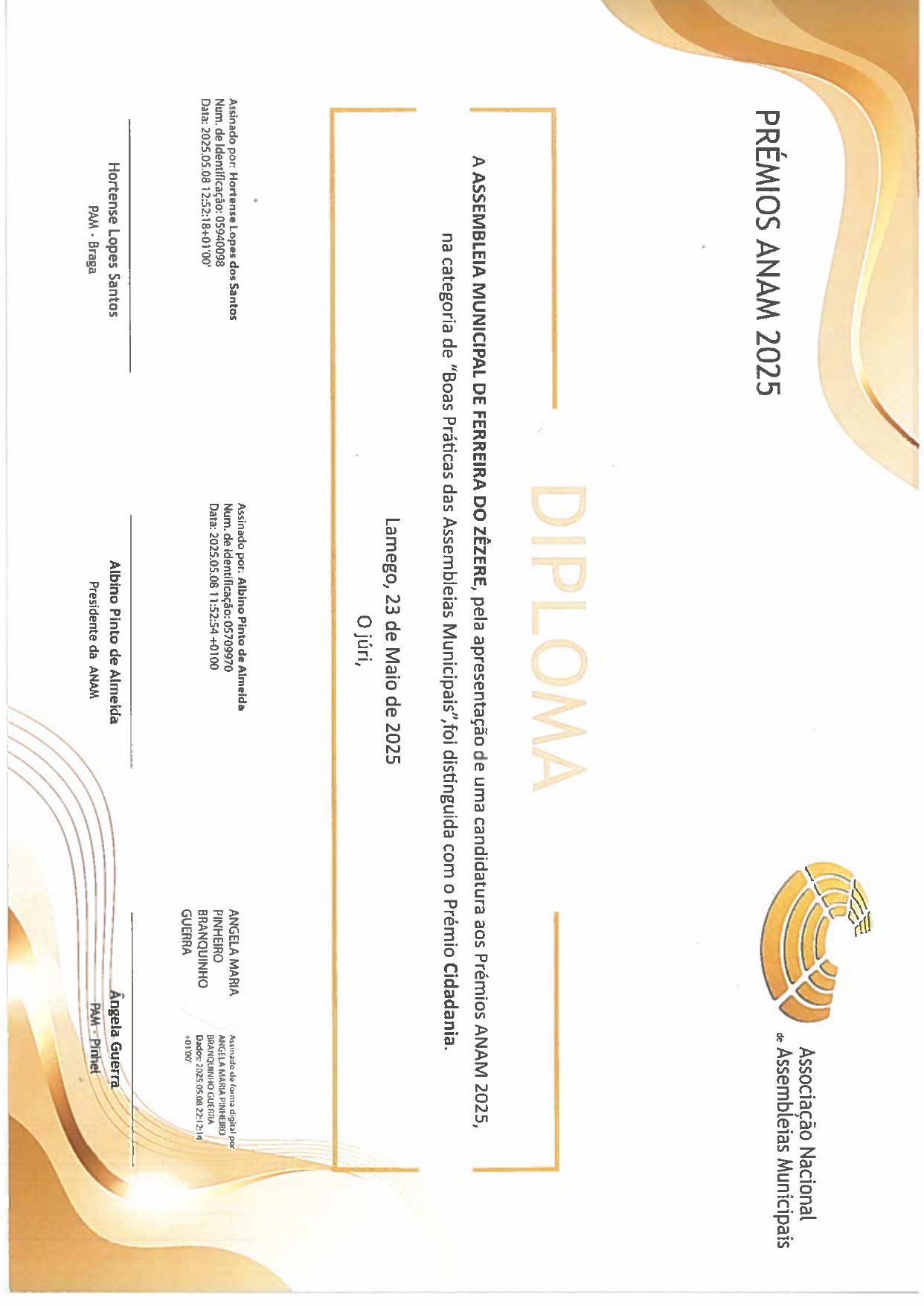 Diploma ANAM 2025 Premio Cidadania page 0001